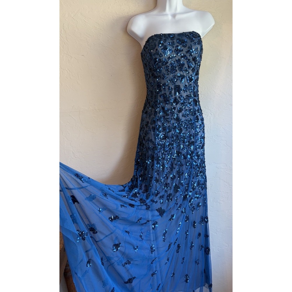 Vintage Y2K Cache Strapless Sequin Mermaid Gown 8 Formal Dress Romantic Tulle - Picture 3 of 11